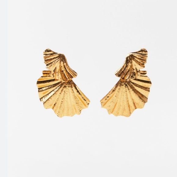 Zara NWT gold fan earrings New without tags - Picture 3 of 7